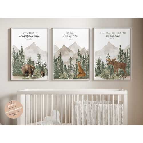 Bible verse nursery, Christian nursery, Woodland Nursery wall art,  Mountain wall art,  scripture nursery, adventure nursery, forest nursery