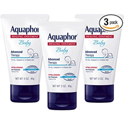 Aquaphor Baby Healing Ointment, Advanced Therapy for Chapped Cheeks and Diaper Rash, 3 Ounce (Pack of 3)