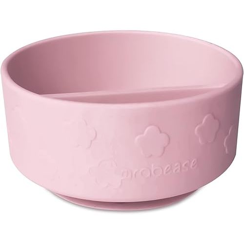 Grabease Baby Bowls Silicone Bowls for Toddler Baby Feeding Divided Bowl, Dishwasher and Sterilizer Safe, Pink