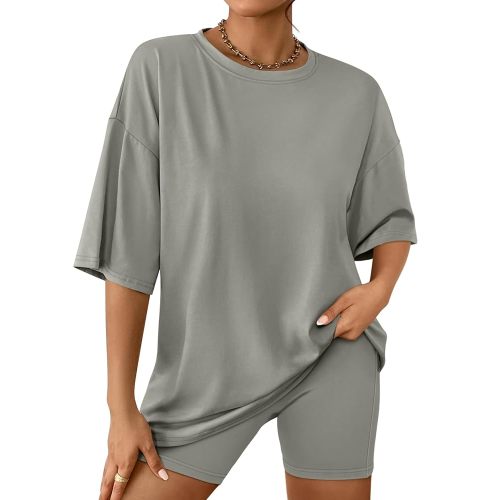 Amazon.com: AUTOMET Womens Lounge 2 Piece Sets Summer Outfits 2025 Two Piece Set Matching Clothing Oversized Tshirts Biker Short Fashion Khaki L : Clothing, Shoes & Jewelry