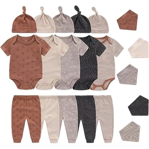 Baby Short Sleeve Jumpsuit Essentials Infant Clothing Set 20-Piece for Boys and Girls