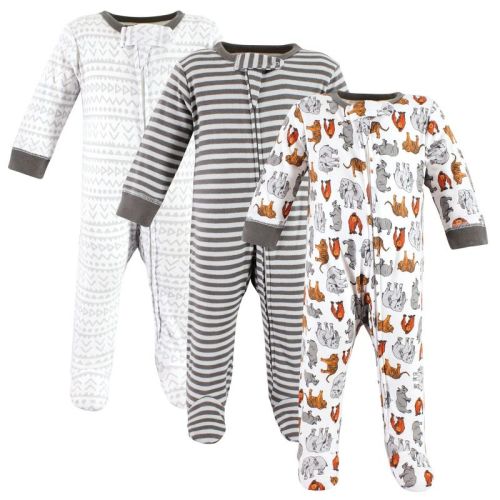 Touched By Nature Organic Cotton Sleep And Play, Neutral Endangered Safari, 0-3 Months