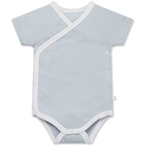 MORI Baby Unisex Short Sleeve Kimono Bodysuit - Breathable Comfort Wrap Romper with Nickel Free Poppers for Boys and Girls