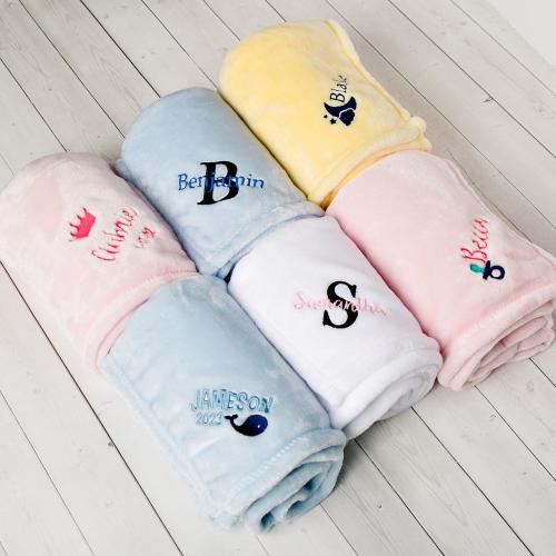 Personalized Embroidered Soft Baby Blankets