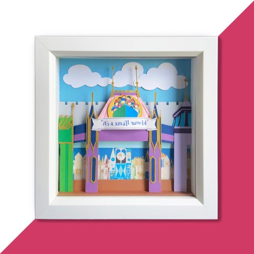 Walt Disney Worlds It&#39;s a Small World Ride Handmade Shadow Box Frame