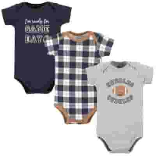 Hudson Baby Infant Boy Cotton Bodysuits, Football Huddles 3-Pack, 18-24 Months