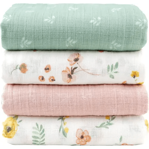Viviland Muslin Swaddle Blanket, Baby Swaddle Blanket for Boys & Girls, Nursery Receiving Blanket for Newborn, Baby Swaddle Wrap Soft Silky & Breathable, 4 Packs, 47 X 47In