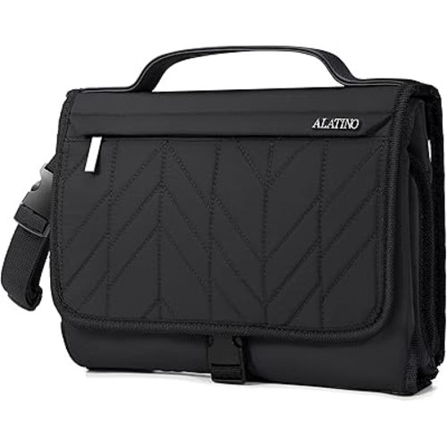 Alatino Portable Diaper Changing Pad, Waterproof Travel Baby Changing Pad with Modern Chic Design, Lightweight Easy-Clean Changing Mat, Baby Registry Essential & Baby Gift (Midnight Black)