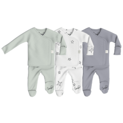 Baby Bundle Footie - Avocado, Star & Fog Triple Pack – Bonsie Skin to Skin Babywear