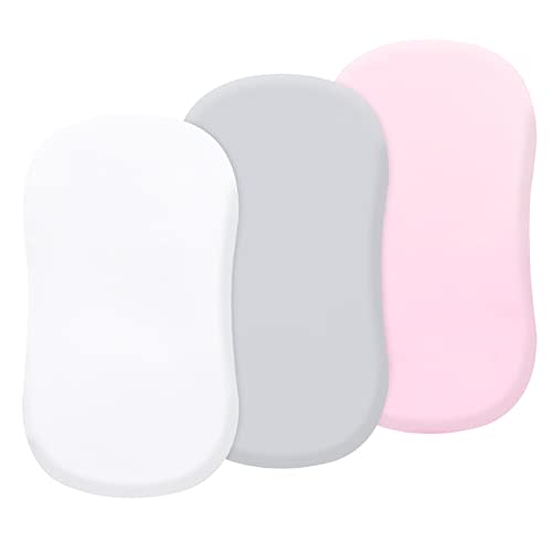 David's Kids 3 Pack Bassinet Sheets, Ultra Soft Silky Breathable Cradle Sheets for Boys Girls Neutral,Univeral Fit for Most Cradle and Bassinet Mattress, White & Light Grey & Pink