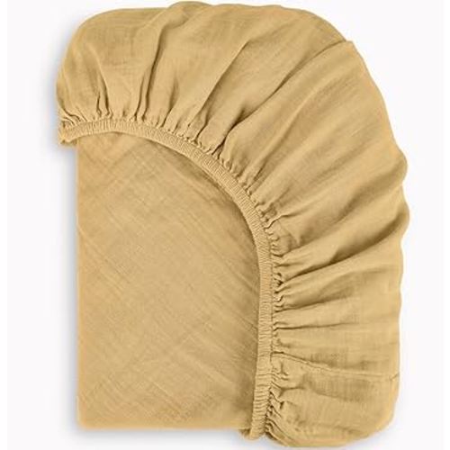 Bioweaves Organic Cotton Muslin Bassinet Sheet, GOTS Certified Extra Soft Fitted Sheet, Universal Fit for Oval Baby Bassinet Mattresses, 33" x 17", 4 Inch Pocket, Honey Glow