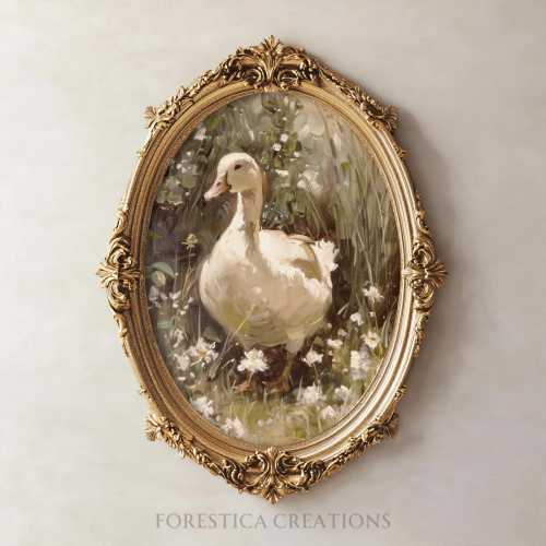 Goose | Cottagecore Wall Art, Easter Prints, Farmhouse Decor, Rustic Home Decor, Moody Nature Wall Art, Vintage Painting Aesthetic