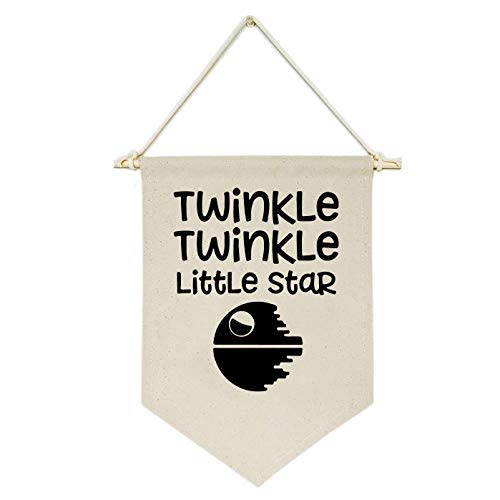 Twinkle Twinkle Little Star - Canvas Hanging Flag Banner Wall Sign Decor Gift for Baby Kids Boy Nursery Teen Room Front Door - Star Wars Quotes