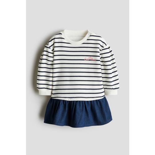 SWEATSHIRT DRESS WITH DENIM SKIRT