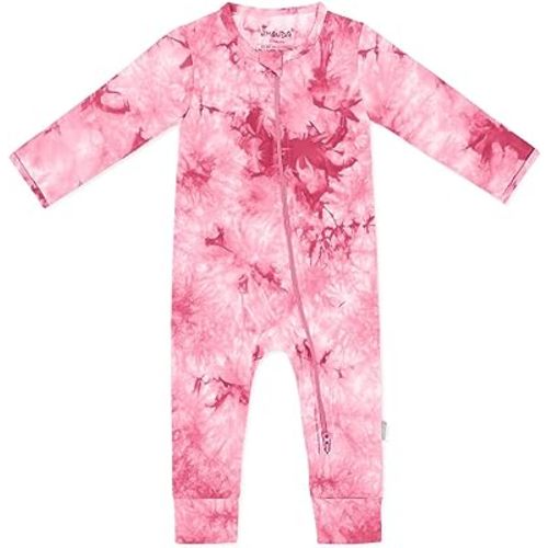 Jimonda Baby Girls Boys Footless Pajamas,Rayon From Bamboo Pjs 2 Way Zipper Long Sleeve Soft Sleeper,Infant Tie-dye Romper