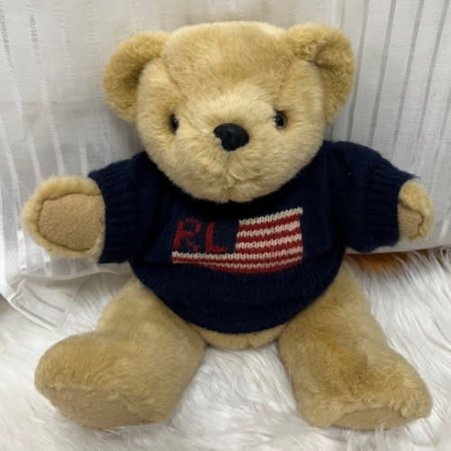 Polo Ralph Lauren Plush Bear Vintage 1996 American Flag Sweater 15" Legs Adjust
