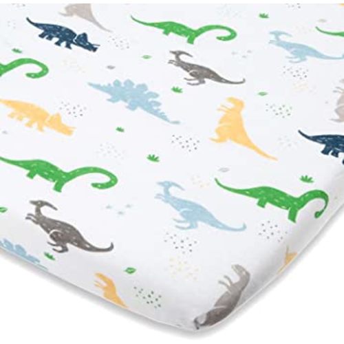 Cuddly Cubs Graco Pack n Play Fitted Sheet – Dinosaur Playard Sheet – Snuggly Soft Jersey Cotton Mini Crib Sheet for Boy – 1 Pc