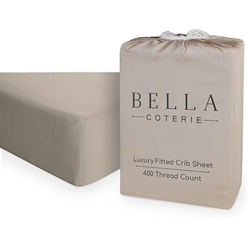 Bella Coterie Luxury Bamboo Crib Sheet | Organically Grown | Ultra Soft | Cooling for Better Sleep | Deep Pocket Fitted Sheet for Crib & Toddler Mattress | Viscose Made from Bamboo [Dune]