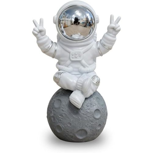 Astronaut Figurine, 3-Inch Resin Spaceman Statue, Desk Decor for Men, Small Astronaut Decor for Office Desktop, Cubicle, Shelf and Bookcase