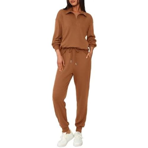 BTFBM Women's 2 Piece Tracksuit Fall Outfits 2025 Long Sleeve Half Zip Sweatshirt Sweatpants Lounge Set Sweatsuits
