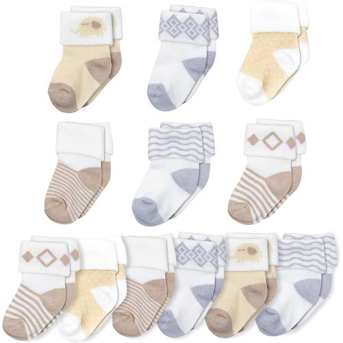 Hudson Baby Unisex Baby Cotton Rich Newborn and Terry Socks, Farm, 6-12 Months