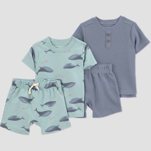 Carter's Just One You® Baby Boys' 4pc Whale T-Shirt and Shorts Set - Blue/Gray 6M