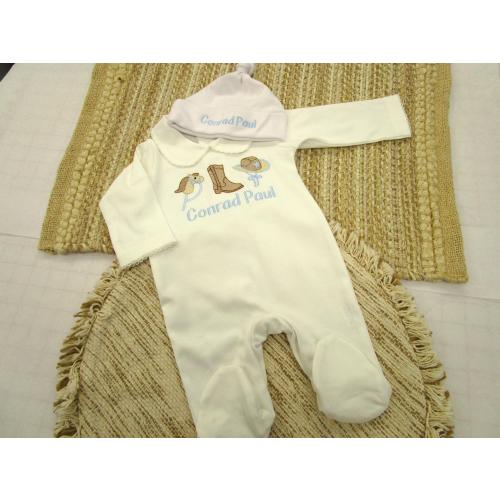 Baby Boy Coming Home Outfit- Monogrammed Romper, Footie-Personalized Baby Gift-Cowboy Romper-Western Footie