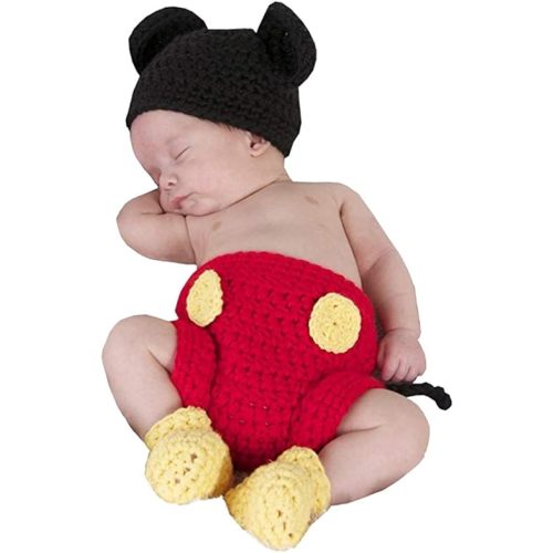 Jastore Photography Prop Baby Costume Cute Crochet Knitted Hat Cap Girl Boy Diaper Shoes Mouse