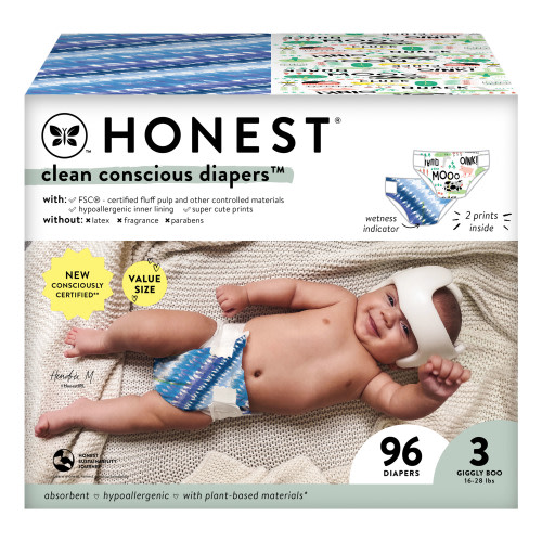 The Honest Company, Clean Conscious Disposable Baby Diapers, Size 3, 96 Count (Select for More Options)