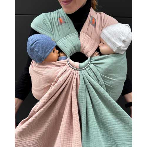 Twin Ring Sling, Twins baby carrier, Twins sling for newborn, 100% Organic Cotton ring sling, Muslin ring sling, Twin Babywearing