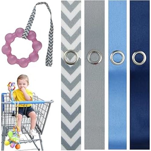 Toy Saver Strap Holder Leash Secure Accessories Gray Chev/Navy/Lt Blue/Gray - 4pc