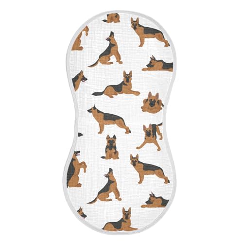 vvfelixl Muslin Burp Cloths German Shepherd Dogs Baby Washcloths for Baby Girl Boys 2 Pack White