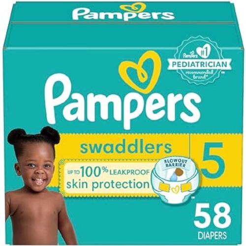 Pampers Baby Diapers - Swaddlers - Size 5, 58 Count, Ultra Absorbent Disposable Infant Diaper