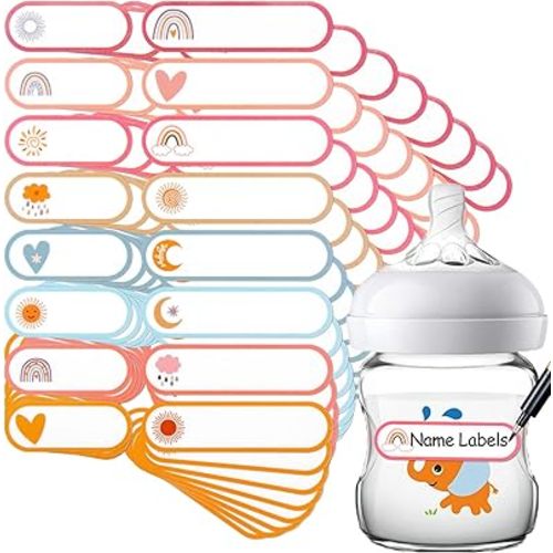 Name Labels for Kids Stuff Daycare Labels, 128 PCS Waterproof Baby Bottle Labels for Daycare, Kids Name Stickers for School Supplies Self Laminating, Dishwasher Safe, Name Tags for Lunch Box Pacifier