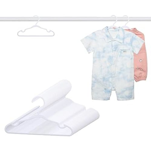 60 Pack White Baby Hangers 11.42 Inch - Kids Non-Slip Clothes Hangers for Infant & Child, Durable Plastic Children's Hangers for Closet, Pants, Coats, Skirts