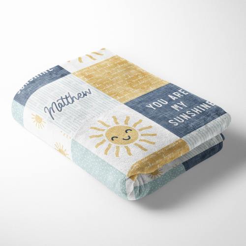 You Are My Sunshine Personalized Name Minky Blanket (blue)