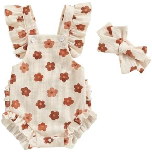 Mubineo Baby Girl Summer Clothes Ruffle Overall Romper Outfits Cute Sleeveless Overalls Rompers Newborn Outfit