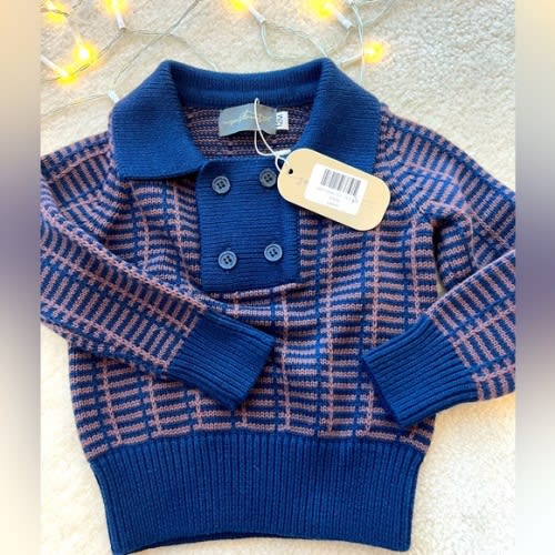 BNWT Baby Boy Blue and Brown Long Sleeve Sweater