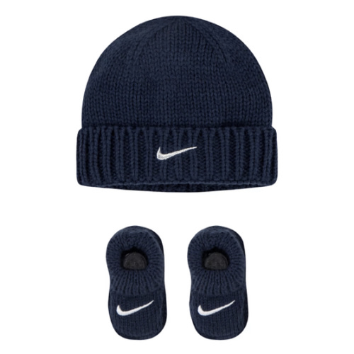 Newborn Baby Nike Knit Hat and Booties 2-Piece Set NAVY