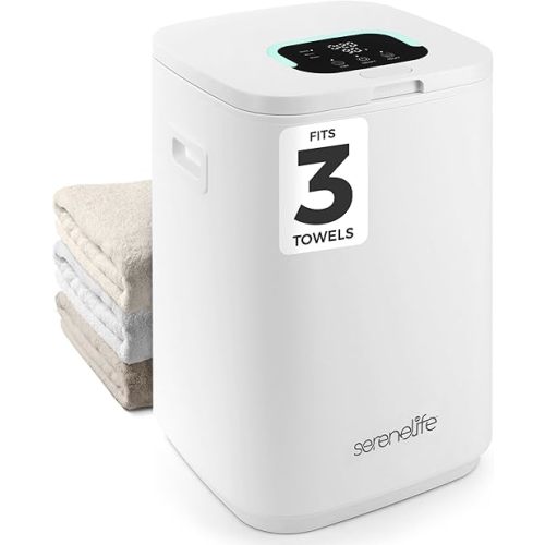 SereneLife Towel Warmers for Bathroom, 23L Luxury Heater, Blanket Warmer Bucket, LED Display, Up to 24 Hours Delay, 3 Heating Modes and Child Lock for Oversize Bathrobes PJ's and More (White)