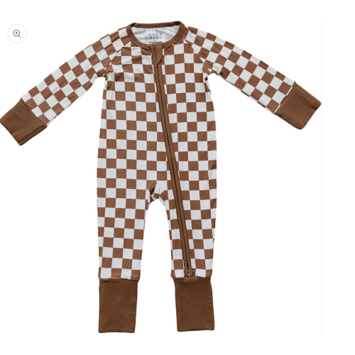 Mebie Baby Rust Checkered Bamboo Zipper