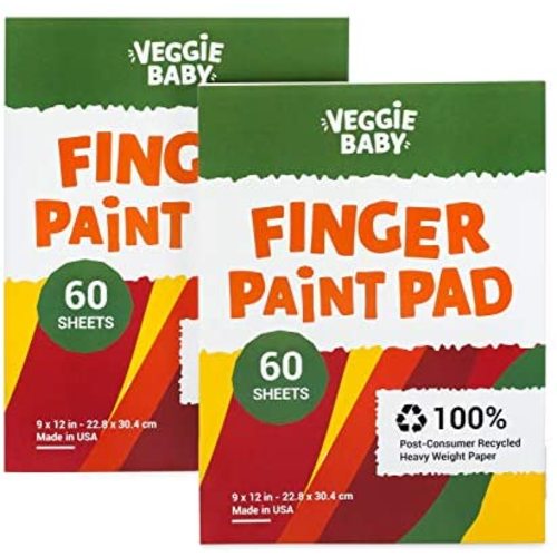 Veggie Baby Art Paper Pad 2-Pack for Finger Painting, Drawing and Coloring, 60 Sheets, Kid’s and Toddler’s Multimedia Paint Use, Unwaxed Heavy Stock for Crayons and Projects