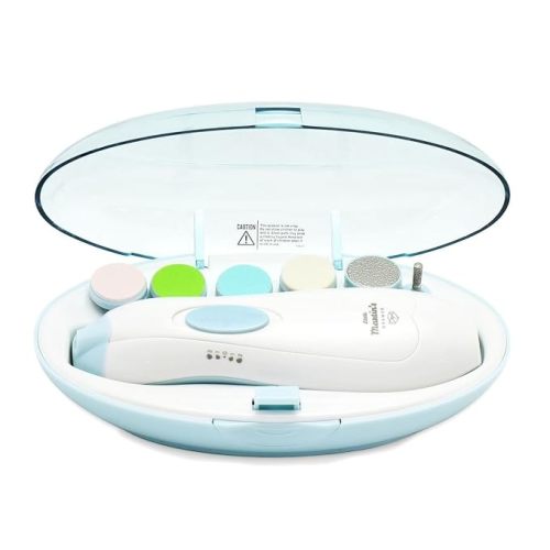 Little Martin’s Drawer Baby Nail Trimmer File with Light - Safe Electric Nail Clippers Kit for Newborn Infant Toddler Kids Toes and Fingernails - Care, Polish and Trim - Battery Operated (AA), Blue