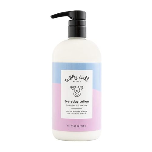 TUBBY TODD Everyday Baby Lotion - Non-Toxic, Hypoallergenic Baby Moisturizer for Sensitive Skin - Made With Natural Extracts & Plant- Based Ingredients - Lavender Rosemary - 25 Fl Oz