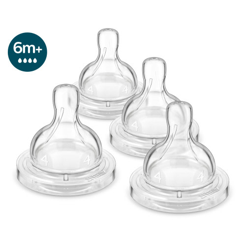 Philips Avent Anti-colic Baby Bottle Flow 4 Nipple, 4pk, SCY764/04