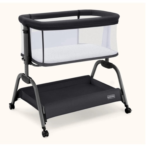 HARPPA Cuddly Lite | 2-in-1 Baby Bassinet & Bedside Sleeper for Newborns with Mattress for Reflux | Attaches to Bed, Adjustable Heights, Non-Toxic & CPSC Certified | Sturdy Frame, Portable Wheels, Tool-Free Setup, Perfect for Newborns, Infants, Small Spac