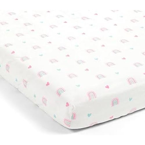 Lush Decor Llama Love Rainbow Soft & Plush Fitted Crib Sheet Pink, 52"x 28", Pink