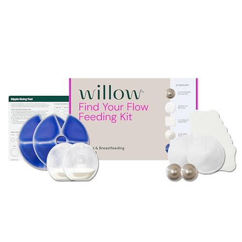 Willow Find Your Flow Feeding Kit, 13-Piece Breastfeeding Essentials Kit, Nipple Protection & Pain Relief from Common Breastfeeding Problems, Postpartum Essentials
