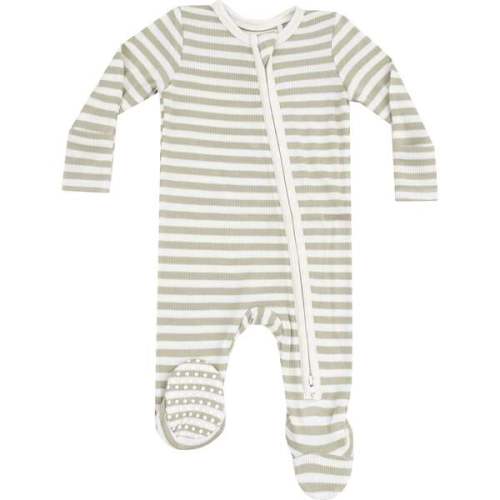 2 Way Zipper Footie, Stripe Sage - Angel Dear | Maisonette