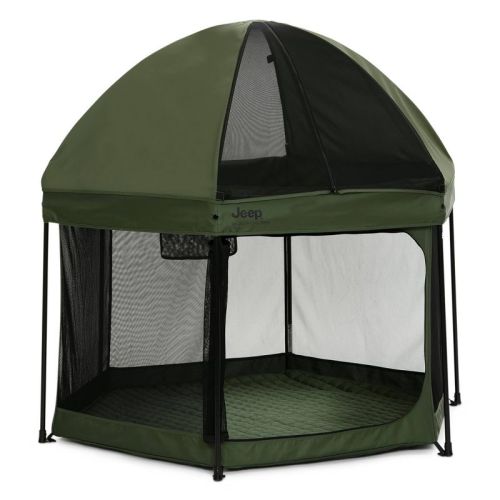 Jeep Hexagon Pop Up Playard with Removable Canopy, Color: Olive Green